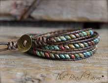 Load image into Gallery viewer, Women’s Leather Wrap Bracelet – Superduo Wraps – The Bead Farm