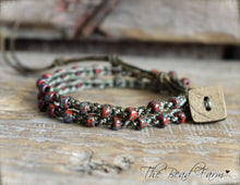 Load image into Gallery viewer, Crocheted Beaded Choker Necklace / Double Wrap Bead Bracelet crocheted jewelry