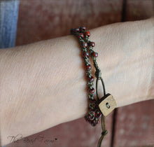 Load image into Gallery viewer, Crocheted Beaded Choker Necklace / Double Wrap Bead Bracelet crocheted jewelry