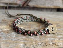Load image into Gallery viewer, Crocheted Beaded Choker Necklace / Double Wrap Bead Bracelet crocheted jewelry