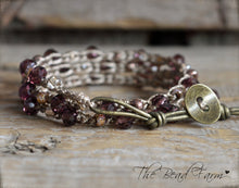 Load image into Gallery viewer, Boho Wrap Crocheted Bead Bracelet in purple