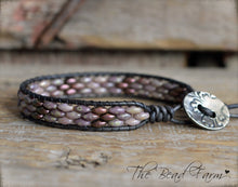 Load image into Gallery viewer, Beaded Leather Cuff Bracelet - Superduo Wraps - The Bead Farm