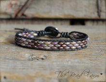 Load image into Gallery viewer, Beaded Leather Cuff Bracelet - Superduo Wraps - The Bead Farm