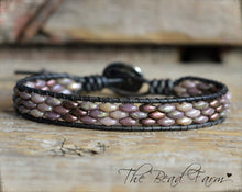Load image into Gallery viewer, Beaded Leather Cuff Bracelet - Superduo Wraps - The Bead Farm