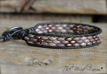 Load image into Gallery viewer, Beaded Leather Cuff Bracelet - Superduo Wraps - The Bead Farm