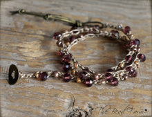 Load image into Gallery viewer, Boho Wrap Crocheted Bead Bracelet in purple
