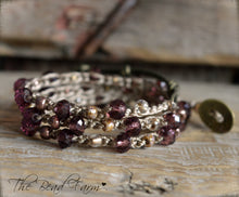 Load image into Gallery viewer, Boho Wrap Crocheted Bead Bracelet in purple