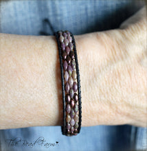 Load image into Gallery viewer, Beaded Leather Cuff Bracelet - Superduo Wraps - The Bead Farm