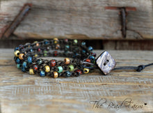 Load image into Gallery viewer, Crocheted Beaded Necklace Bracelet / Triple Wrap Crocheted Bracelet- The Bead Farm