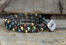 Load image into Gallery viewer, Crocheted Beaded Necklace Bracelet / Triple Wrap Crocheted Bracelet- The Bead Farm