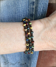 Load image into Gallery viewer, Crocheted Beaded Necklace Bracelet / Triple Wrap Crocheted Bracelet- The Bead Farm