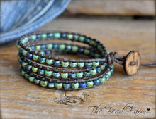 Load image into Gallery viewer, Beaded Leather Wrap Bracelet- Seed Bead Wraps- The Bead Farm