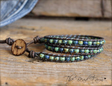 Load image into Gallery viewer, Beaded Leather Wrap Bracelet- Seed Bead Wraps- The Bead Farm