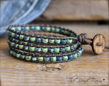 Load image into Gallery viewer, Beaded Leather Wrap Bracelet- Seed Bead Wraps- The Bead Farm