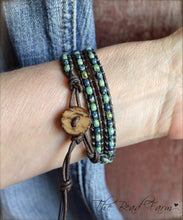 Load image into Gallery viewer, Beaded Leather Wrap Bracelet- Seed Bead Wraps- The Bead Farm