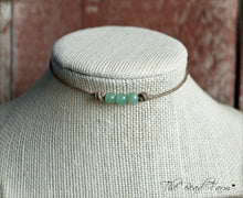 Load image into Gallery viewer, Boho Hippie Style Leather Knotted Choker with Green Aventurine Stones
