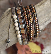 Load image into Gallery viewer, Adjustable Yoga Style Hippie Bracelet with Feldspar Stones. Unisex Adjustable Bracelet
