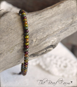 Adjustable Yoga Bracelet with Colorful Czech Glass Picasso Finished Seed Beads