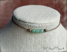 Load image into Gallery viewer, Boho Hippie Style Leather Knotted Choker with Green Aventurine Stones

