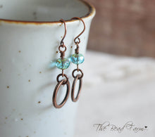 Load image into Gallery viewer, Boho Hippie Dangle Earrings with sparkly czech glass beads and antique copper finished rings
