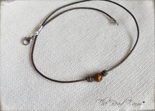 Load image into Gallery viewer, Unisex Leather Choker with Natural Stones - The Bead Farm
