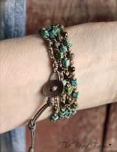 Load image into Gallery viewer, Crocheted Bead Wrap Bracelet -  4-wrap boho style bracelet for women
