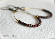 Load image into Gallery viewer, Boho Hippie Style Teardrop Hoop Pair of Earrings with glass seed beads
