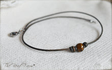 Load image into Gallery viewer, Unisex Leather Choker with Natural Stones - The Bead Farm
