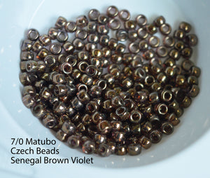 7/0 Czech Matubo Seed Beads Senegal Brown Violet