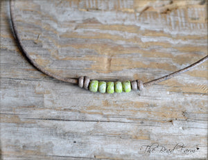 Cutie Picasso Leather Choker - Chartreuse