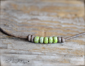 Cutie Picasso Leather Choker - Chartreuse