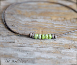 Cutie Picasso Leather Choker - Chartreuse