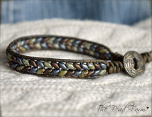 Load image into Gallery viewer, Beaded Leather Cuff Bracelet - Superduo Wraps - The Bead Farm
