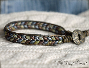 Beaded Leather Cuff Bracelet - Superduo Wraps - The Bead Farm