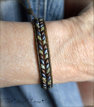 Load image into Gallery viewer, Beaded Leather Cuff Bracelet - Superduo Wraps - The Bead Farm
