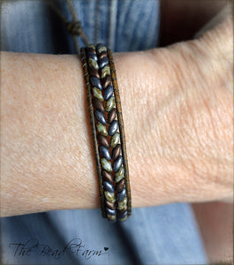 Beaded Leather Cuff Bracelet - Superduo Wraps - The Bead Farm