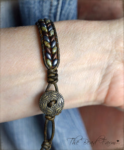 Beaded Leather Cuff Bracelet - Superduo Wraps - The Bead Farm