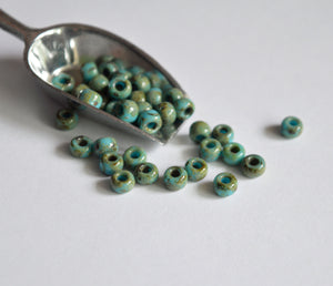 6/0 Miyuki Glass Seed Beads - 4514 Turquoise Picasso