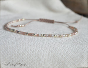 Handmade Dainty Adjustable Yoga Style String Bracelet -or- Anklet