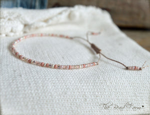 Handmade Dainty Adjustable Yoga Style String Bracelet -or- Anklet