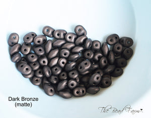 Matte Dark Bronze Czech Glass Super Duo beads by Matubo