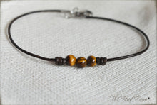 Load image into Gallery viewer, Leather Anklet with Natural Stones - Boho Style Anklet - The Bead Farm
