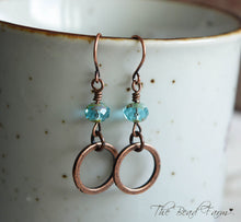 Load image into Gallery viewer, Boho Hippie Dangle Earrings with sparkly czech glass beads and antique copper finished rings
