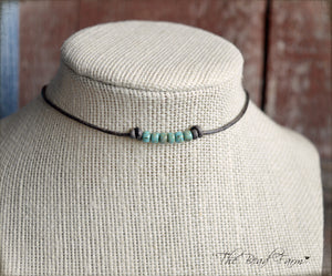 Cutie Picasso Leather Choker - Turquoise