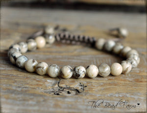 Adjustable Yoga Style Hippie Bracelet with Feldspar Stones. Unisex Adjustable Bracelet