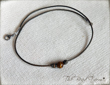 Load image into Gallery viewer, Unisex Leather Choker with Natural Stones - The Bead Farm
