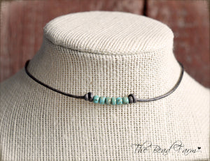 Cutie Picasso Leather Choker - Turquoise