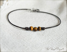 Load image into Gallery viewer, Leather Anklet with Natural Stones - Boho Style Anklet - The Bead Farm
