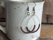 Load image into Gallery viewer, Boho Hippie Style Teardrop Hoop Pair of Earrings with glass seed beads
