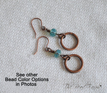 Load image into Gallery viewer, Boho Hippie Dangle Earrings with sparkly czech glass beads and antique copper finished rings
